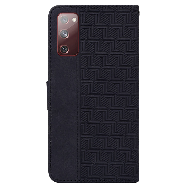 For Samsung Galaxy S20 FE 5G Geometric Embossed Leather Phone Case(Black)