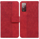 For Samsung Galaxy S20 FE 5G Geometric Embossed Leather Phone Case(Red)