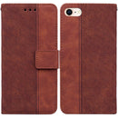 Geometric Embossed Leather Phone Case For iPhone SE 2022 / SE 2020 / 8 / 7(Brown)