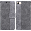 Geometric Embossed Leather Phone Case For iPhone SE 2022 / SE 2020 / 8 / 7(Grey)