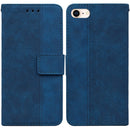 Geometric Embossed Leather Phone Case For iPhone SE 2022 / SE 2020 / 8 / 7(Blue)