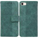 Geometric Embossed Leather Phone Case For iPhone SE 2022 / SE 2020 / 8 / 7(Green)
