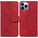 Geometric Embossed Leather Phone Case For iPhone 13 Pro Max(Red)