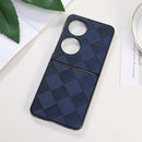For Huawei P50 Pocket Weave Plaid PU Phone Case(Blue)