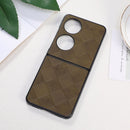 For Huawei P50 Pocket Weave Plaid PU Phone Case(Green)