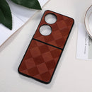 For Huawei P50 Pocket Weave Plaid PU Phone Case(Brown)