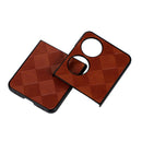 For Huawei P50 Pocket Weave Plaid PU Phone Case(Brown)