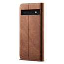 For Google Pixel 6a Denim Texture Flip Leather Phone Case(Brown)