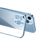 Metal Frame HD Transparent Phone Case For iPhone 13 Pro(Silver)