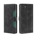 For Samsung Galaxy A03 Skin Feel Straw Hat Magnetic Buckle Leather Phone Case(Black)