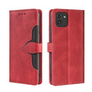 For Samsung Galaxy A03 Skin Feel Straw Hat Magnetic Buckle Leather Phone Case(Red)