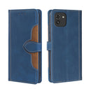 For Samsung Galaxy A03 Skin Feel Straw Hat Magnetic Buckle Leather Phone Case(Blue)