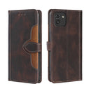 For Samsung Galaxy A03 Skin Feel Straw Hat Magnetic Buckle Leather Phone Case(Brown)