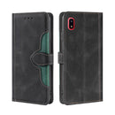 For Samsung Galaxy A20 / A21 JP Version Skin Feel Straw Hat Magnetic Buckle Leather Phone Case(Black)