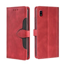 For Samsung Galaxy A20 / A21 JP Version Skin Feel Straw Hat Magnetic Buckle Leather Phone Case(Red)