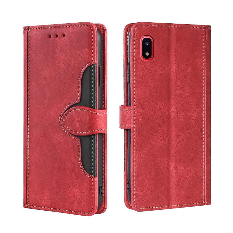 For Samsung Galaxy A20 / A21 JP Version Skin Feel Straw Hat Magnetic Buckle Leather Phone Case(Red)