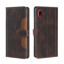 For Samsung Galaxy A20 / A21 JP Version Skin Feel Straw Hat Magnetic Buckle Leather Phone Case(Brown)