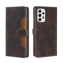 For Samsung Galaxy A23 5G Skin Feel Straw Hat Magnetic Buckle Leather Phone Case(Brown)