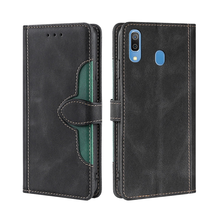 For Samsung Galaxy A30 JP Version Skin Feel Straw Hat Magnetic Buckle Leather Phone Case(Black)