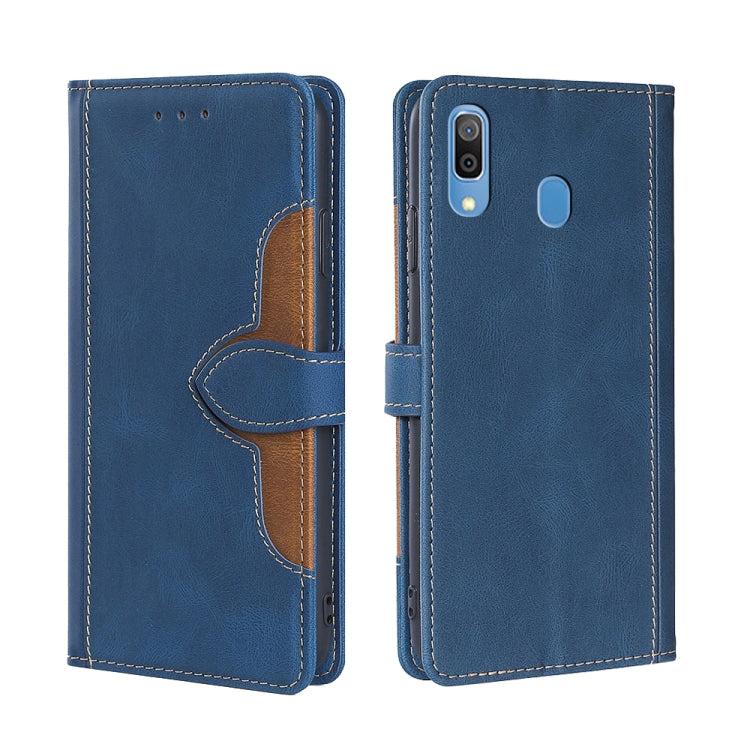 For Samsung Galaxy A30 JP Version Skin Feel Straw Hat Magnetic Buckle Leather Phone Case(Blue)
