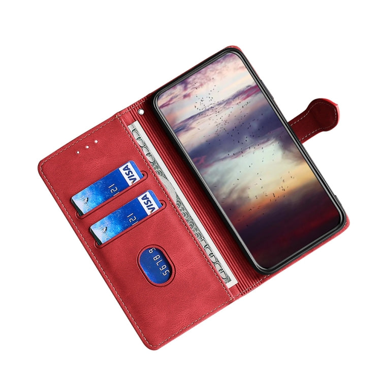 For Samsung Galaxy A33 5G Skin Feel Straw Hat Magnetic Buckle Leather Phone Case(Red)