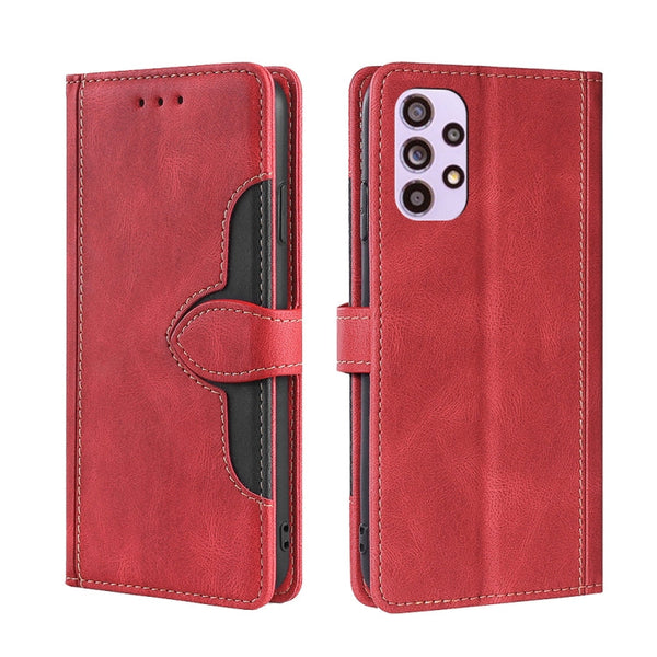 For Samsung Galaxy A33 5G Skin Feel Straw Hat Magnetic Buckle Leather Phone Case(Red)