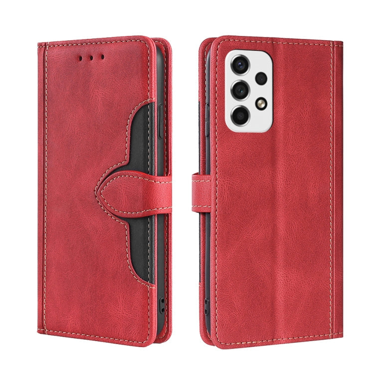 For Samsung Galaxy A53 5G Skin Feel Straw Hat Magnetic Buckle Leather Phone Case(Red)