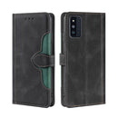 For Samsung Galaxy F52 5G Skin Feel Straw Hat Magnetic Buckle Leather Phone Case(Black)