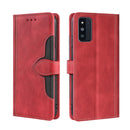 For Samsung Galaxy F52 5G Skin Feel Straw Hat Magnetic Buckle Leather Phone Case(Red)