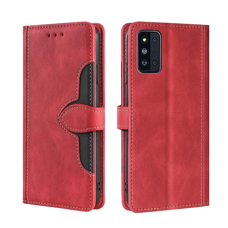 For Samsung Galaxy F52 5G Skin Feel Straw Hat Magnetic Buckle Leather Phone Case(Red)