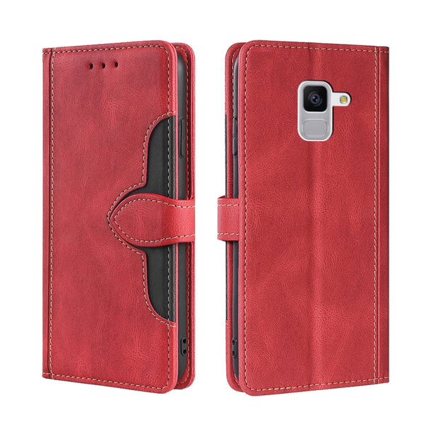For Samsung Galaxy Feel 2 JP Version Skin Feel Straw Hat Magnetic Buckle Leather Phone Case(Red)