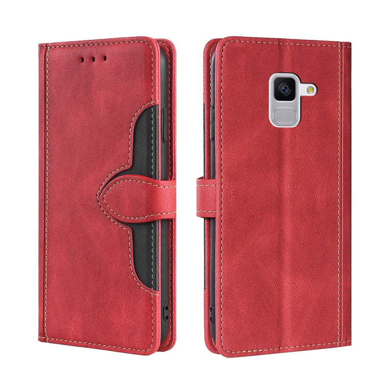 For Samsung Galaxy Feel 2 JP Version Skin Feel Straw Hat Magnetic Buckle Leather Phone Case(Red)