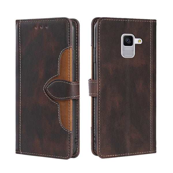 For Samsung Galaxy Feel 2 JP Version Skin Feel Straw Hat Magnetic Buckle Leather Phone Case(Brown)