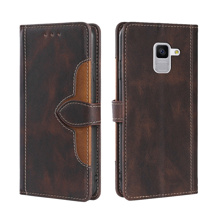 For Samsung Galaxy Feel 2 JP Version Skin Feel Straw Hat Magnetic Buckle Leather Phone Case(Brown)