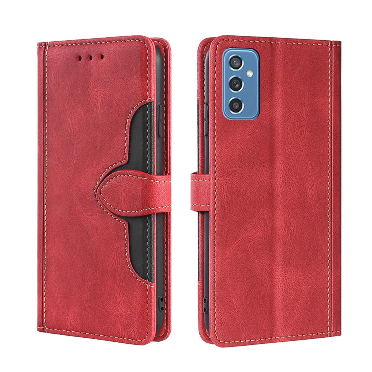 For Samsung Galaxy M52 5G Skin Feel Straw Hat Magnetic Buckle Leather Phone Case(Red)