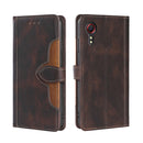 For Samsung Galaxy Xcover 5 Skin Feel Straw Hat Magnetic Buckle Leather Phone Case(Brown)