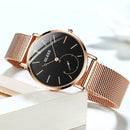 OLEVS 5190 Women Waterproof Ultra-thin Small Dial Quartz Watch(Rose Gold + Black)