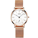 OLEVS 5190 Women Waterproof Ultra-thin Small Dial Quartz Watch(Rose Gold + White)