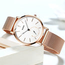 OLEVS 5190 Women Waterproof Ultra-thin Small Dial Quartz Watch(Rose Gold + White)