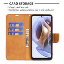 For Motorola Moto G31 / G41 Side Fingerprint Retro Lambskin Texture Leather Phone Case(Yellow)