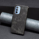For Motorola Moto G31 / G41 Side Fingerprint Retro Lambskin Texture Leather Phone Case(Black)