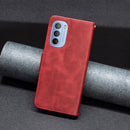 For Motorola Moto G31 / G41 Side Fingerprint Retro Lambskin Texture Leather Phone Case(Red)