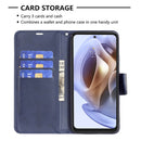 For Motorola Moto G31 / G41 Side Fingerprint Retro Lambskin Texture Leather Phone Case(Blue)