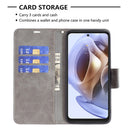For Motorola Moto G31 / G41 Side Fingerprint Retro Lambskin Texture Leather Phone Case(Grey)