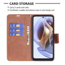 For Motorola Moto G31 / G41 Side Fingerprint Retro Lambskin Texture Leather Phone Case(Brown)