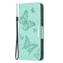 For Samsung Galaxy A23 5G Two Butterflies Embossing Leather Phone Case(Green)