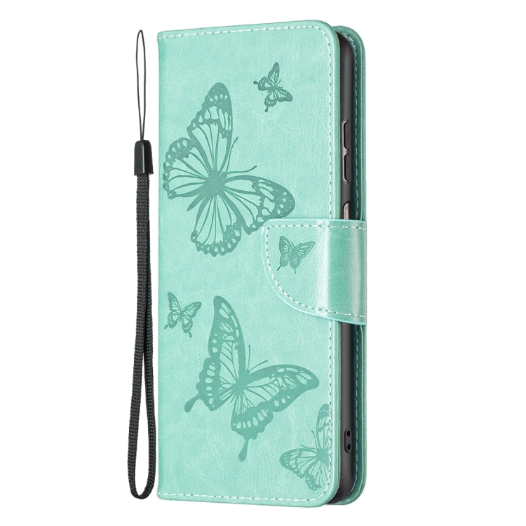 For Samsung Galaxy A23 5G Two Butterflies Embossing Leather Phone Case(Green)