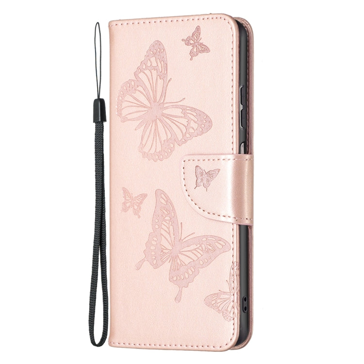 For Samsung Galaxy A23 5G Two Butterflies Embossing Leather Phone Case(Rose Gold)