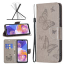 For Samsung Galaxy A23 5G Two Butterflies Embossing Leather Phone Case(Grey)