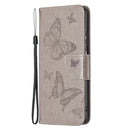 For Samsung Galaxy A23 5G Two Butterflies Embossing Leather Phone Case(Grey)